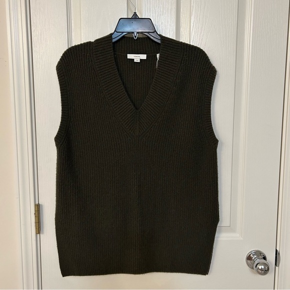 Vince Wool & Cashmere Rib Sweater Vest in Vine Size S - Picture 5 of 8